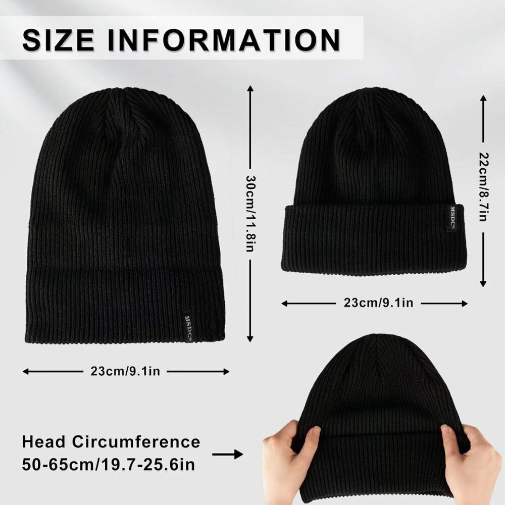 Women Purple+dark Orange 3-Pack Winter Beanie Hats Fleece Lined Warm SkullCaps - Picture 2 of 7